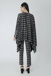 Shop_Chhaya Mehrotra_Black Brocade, Silk Rhinestones V-neck Embellished Cape Pant Set _at_Aza_Fashions
