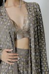 Buy_Chhaya Mehrotra_Brown Brocade Embroidery Sweetheart Neck Metallic Floral Bralette _Online_at_Aza_Fashions