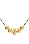 Shop_Divine Solitaires_Gold Plated Imitation Diamonds 18kt Leaf Gleam Mangalsutra_at_Aza_Fashions