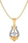 Buy_Divine Solitaires_Gold Plated Horse Shoe Diamond Pendant_at_Aza_Fashions