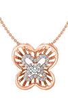 Buy_Divine Solitaires_Rose Gold Butterfly Diamond Pendant In_at_Aza_Fashions