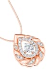 Divine Solitaires Rose Gold Diamond Twist Teardrop Pendant Online at Aza Fashions Divine Solitaires_Rose Gold Diamond Twist Teardrop Pendant_Online_at_Aza_Fashions