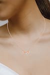 Buy_Divine Solitaires_Rose Gold Imitation Diamonds Pendant Necklace_at_Aza_Fashions
