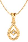 Shop Divine Solitaires Gold Plated Teardrop Diamond Pendant at Aza Fashions Shop_Divine Solitaires_Gold Plated Teardrop Diamond Pendant_at_Aza_Fashions