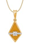 Buy_Divine Solitaires_Yellow Diamond 18kt Gold Geometric Shaped Pendant _at_Aza_Fashions