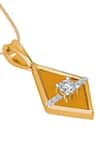 Divine Solitaires_Yellow Diamond 18kt Gold Geometric Shaped Pendant _Online_at_Aza_Fashions