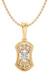 Buy_Divine Solitaires_Yellow Diamond 18kt Gold Rectangle Shaped Pendant _at_Aza_Fashions