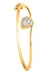 Shop_Divine Solitaires_Yellow Imitation Diamonds Gold Leaf Cutwork Bracelet_at_Aza_Fashions