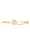 Divine Solitaires_Yellow Imitation Diamonds Gold Leaf Cutwork Bracelet_Online_at_Aza_Fashions