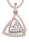 Buy_Divine Solitaires_Rose Gold 18kt Diamond Abstract Cutwork Pendant _at_Aza_Fashions