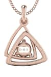 Shop_Divine Solitaires_Rose Gold 18kt Diamond Abstract Cutwork Pendant _at_Aza_Fashions