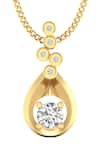 Buy_Divine Solitaires_Yellow 18kt Gold Diamond Abstract Cutwork Pendant _at_Aza_Fashions