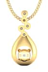 Shop_Divine Solitaires_Yellow 18kt Gold Diamond Abstract Cutwork Pendant _at_Aza_Fashions