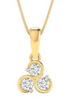 Buy_Divine Solitaires_Yellow 18kt Gold Diamond Embellished Abstract Cutwork Pendant _at_Aza_Fashions