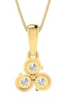 Shop_Divine Solitaires_Yellow 18kt Gold Diamond Embellished Abstract Cutwork Pendant _at_Aza_Fashions