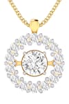 Buy_Divine Solitaires_Yellow 18kt Gold Diamond Embellished Cutwork Pendant _at_Aza_Fashions