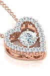 Divine Solitaires_Rose Gold 18kt Diamond Embellished Heart Pendant _Online_at_Aza_Fashions