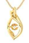 Shop_Divine Solitaires_Yellow 18kt Gold Diamond Embellished Pendant _at_Aza_Fashions