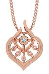 Shop_Divine Solitaires_Rose Gold 18kt Diamond Embellished Pendant _at_Aza_Fashions