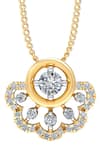 Buy_Divine Solitaires_Yellow 18kt Gold Diamond Embellished Flower Pendant _at_Aza_Fashions