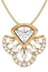 Buy_Divine Solitaires_Yellow 18kt Gold Diamond Flower Pendant _at_Aza_Fashions