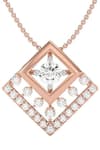 Buy_Divine Solitaires_Rose Gold 18kt Diamond Geometric Pendant _at_Aza_Fashions