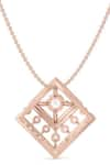 Shop_Divine Solitaires_Rose Gold 18kt Diamond Geometric Pendant _at_Aza_Fashions