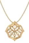 Shop_Divine Solitaires_Yellow 18kt Gold Diamond Mandala Pendant _at_Aza_Fashions