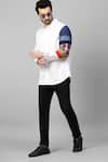 Shop_Echke_White Cotton Patchwork Sleeve Shirt _at_Aza_Fashions