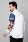Buy_Echke_White Cotton Patchwork Sleeve Shirt _Online_at_Aza_Fashions