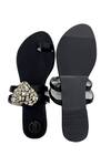 Shop_Preet Kaur_Black Jewel Embellished Strap Kolhapuris _at_Aza_Fashions