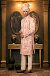 Buy_TAJIRI_Pink Sherwani And Stole Silk Embroidery Floral Moksha Set _Online_at_Aza_Fashions