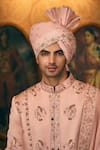 Buy_TAJIRI_Pink Sherwani And Stole Silk Embroidery Floral Moksha Set 