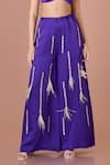 Shop_DILNAZ_Purple Blended Linen Embellished Feather Tassel Flared Trouser _Online_at_Aza_Fashions