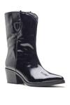 Buy_Dang Shoes_Black Plain Patent Leather Cowboy Boots _at_Aza_Fashions