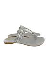 PREET KAUR_Silver Mirror Hand Embroidered Kolhapuri Flats _Online_at_Aza_Fashions