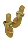 Buy_PREET KAUR_Multi Color Hand Embroidered Kolhapuri Flats _at_Aza_Fashions