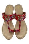 Buy_PREET KAUR_Red Hand Embroidery Lily Wedges _at_Aza_Fashions