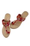 Shop_PREET KAUR_Red Hand Embroidery Lily Wedges _at_Aza_Fashions