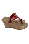 Shop_PREET KAUR_Red Hand Embroidery Lily Wedges _Online_at_Aza_Fashions