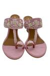 Buy_PREET KAUR_Pink Hand Embroidery Rose Wedges _at_Aza_Fashions