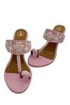 Shop_PREET KAUR_Pink Hand Embroidery Rose Wedges _at_Aza_Fashions