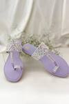 Buy_PREET KAUR_Purple Hand Embroidered Sheesha And Resham Kolhapuri Flats _at_Aza_Fashions