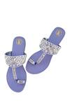 Shop_PREET KAUR_Purple Hand Embroidered Sheesha And Resham Kolhapuri Flats _at_Aza_Fashions