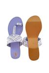 Buy_PREET KAUR_Purple Hand Embroidered Sheesha And Resham Kolhapuri Flats _Online_at_Aza_Fashions