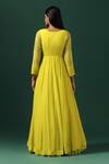 Shop_Two Sisters By Gyans_Yellow Anarkali Georgette Embroidered Mirror Cape Open Peplum With _at_Aza_Fashions