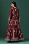 Shop_Two Sisters By Gyans_Maroon Georgette Embroidery Zari Round Neck Bahara Bloom Anarkali With Dupatta _at_Aza_Fashions