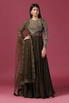 Buy_Two Sisters By Gyans_Green Georgette Embroidery Cutdana Closed Bahara Jaal Anarkali With Dupatta _at_Aza_Fashions