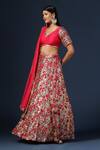 Two Sisters By Gyans_Pink Net, Georgette Sequins Asymmetric Meadow Embroidered Lehenga Set _Online_at_Aza_Fashions