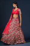 Shop_Two Sisters By Gyans_Pink Net, Georgette Sequins Asymmetric Meadow Embroidered Lehenga Set _Online_at_Aza_Fashions